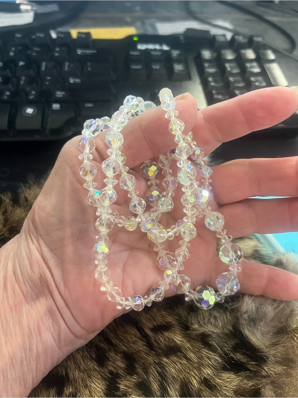 Crystal AB Beaded Necklace - Clear Iridescent Women Jewelry